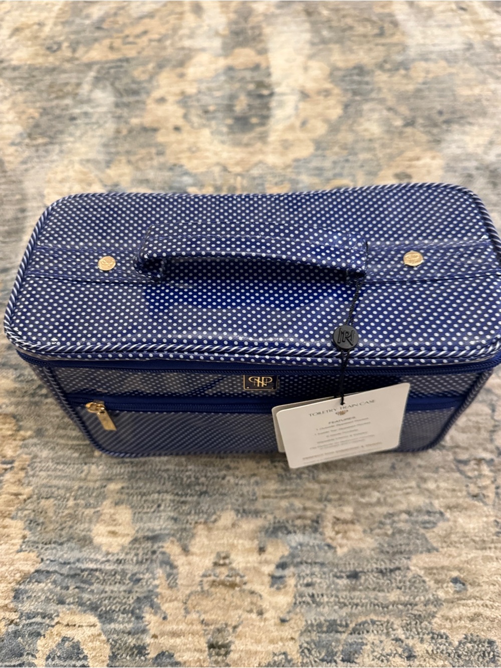Blue Polka Dot Toiletry Train Case - PurseN - NWT Travel Makeup Organizer - Picture 4 of 13